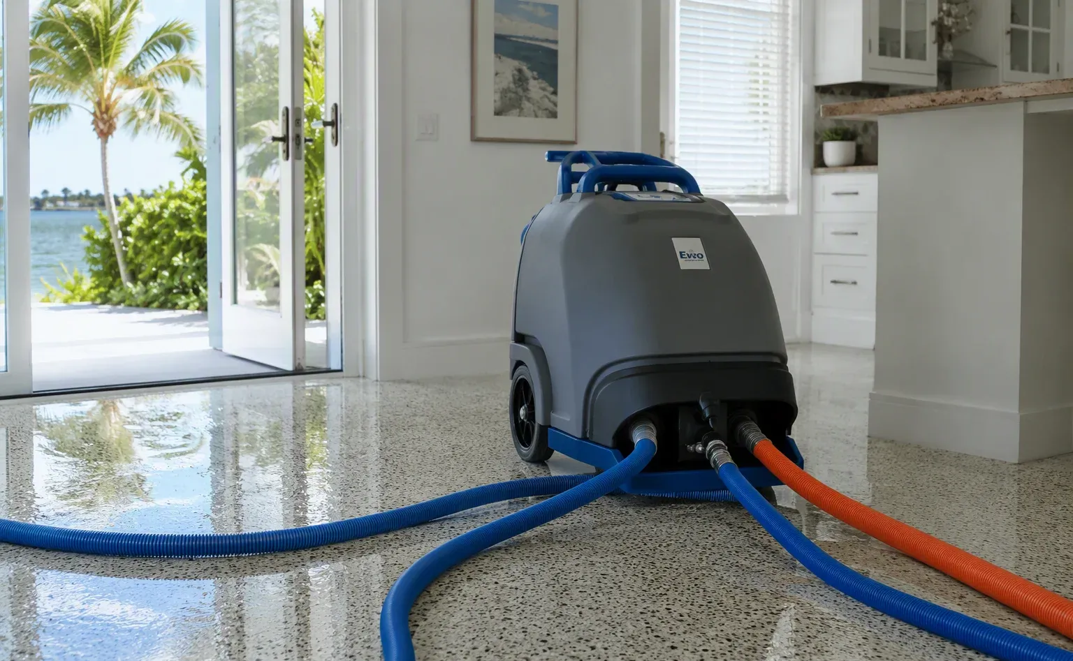 Water extraction and standing water removal in a Sarasota home
